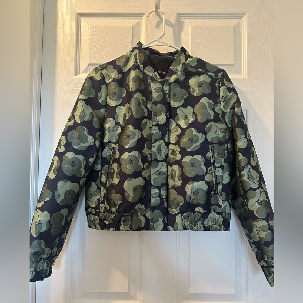 Banana Republic Bomber Jacket, Size XS, Embroidered Floral, Never Worn.